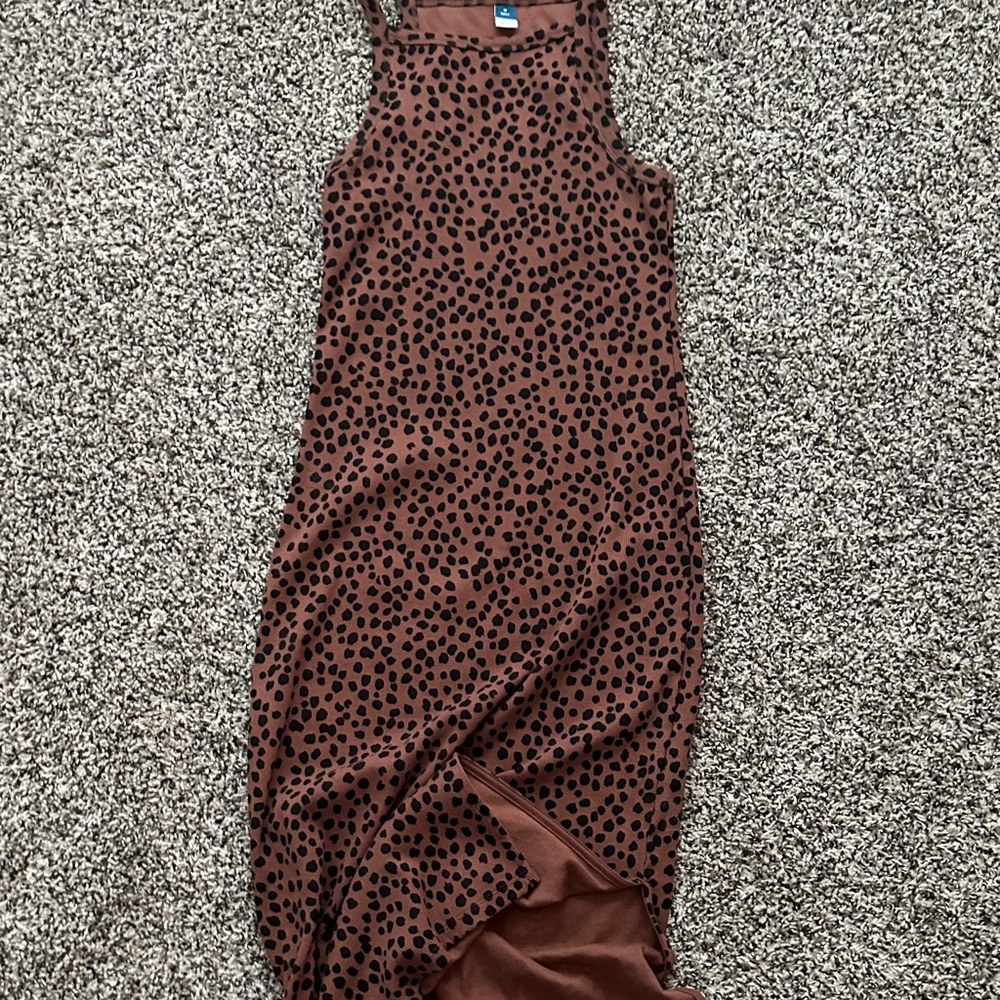 Old Navy Brown Spot-Print Sleeveless Maxi Dress